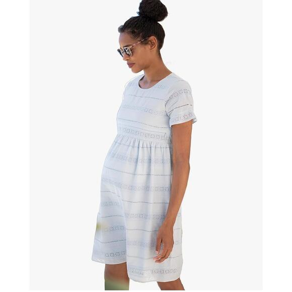 Seraphine Dress Broderie Maternity & Nursing Dress Light Blue Size 8 Mama - Picture 1 of 8